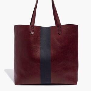 Burgundy Tote Bag with Black Stripe